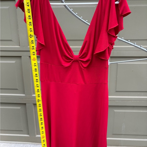 Red Dress with Ruffle Sleeves - Picture 3 of 7
